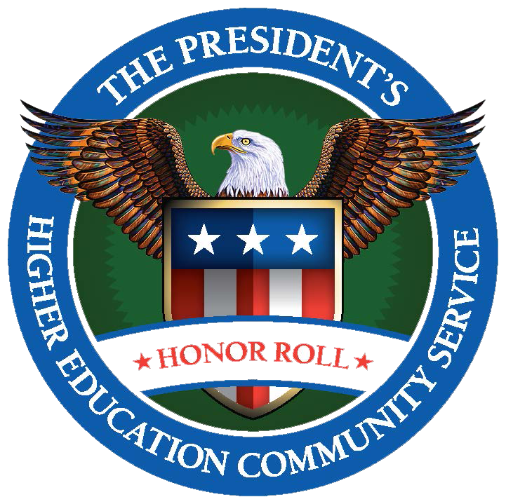 The President’s Higher Education Community Service Honor Roll logo featuring a bald eagle with spread wings.