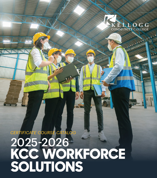 KCC 2025-26 Workforce Solutions Catalog Cover KCC's 2025-26 Workforce Solutions Catalog cover featuring a photo of several workers standing in a warehouse.